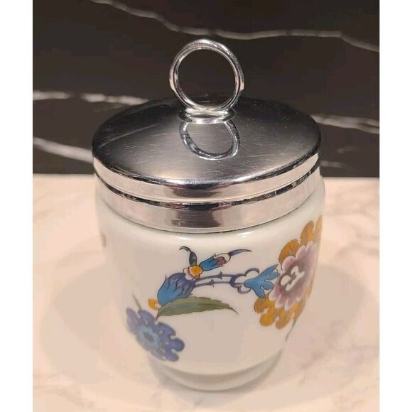 Royal Worcester England 'KING SIZE' Egg Coddler Palmyra Floral Design 4" EUC - Picture 3 of 9
